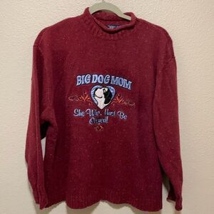 Big Dogs Women’s Long Sleeved Wool Blend Sweater Size L Maroon Big Dog Mom